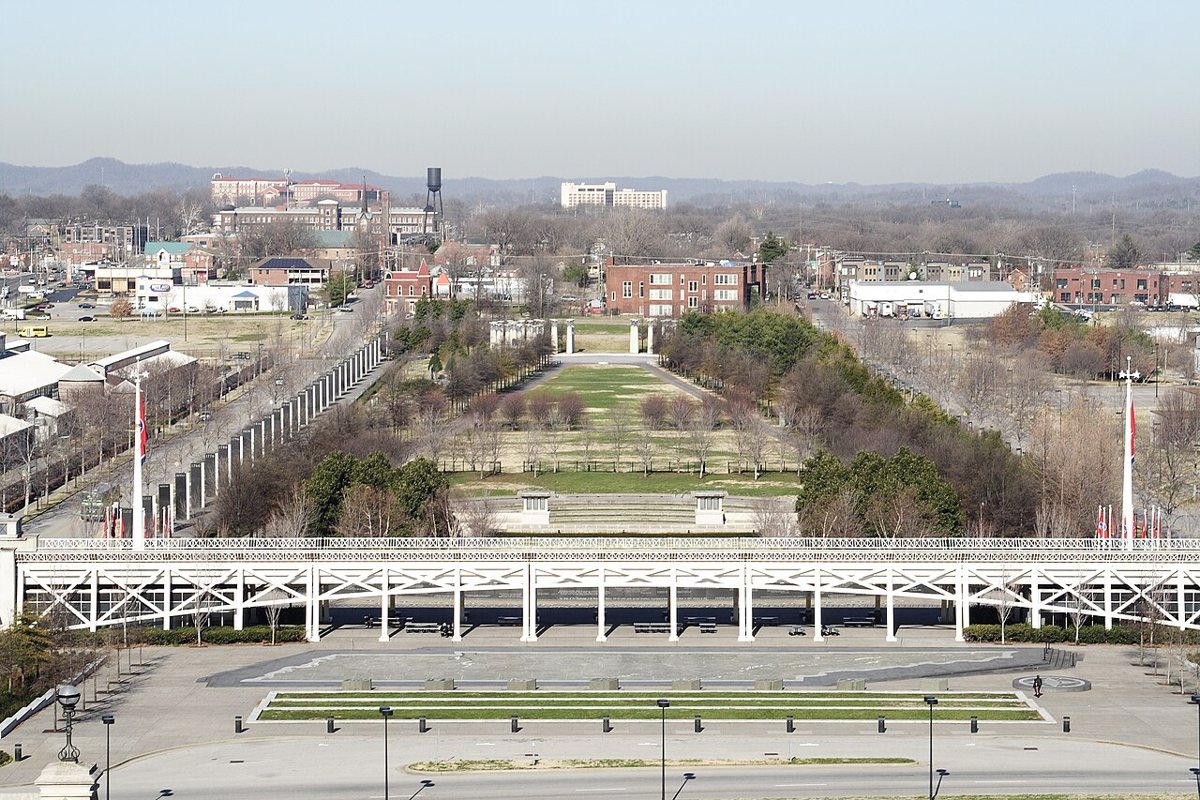 the granite state map and carillon tower at Bicentennial Capitol Mall State Park